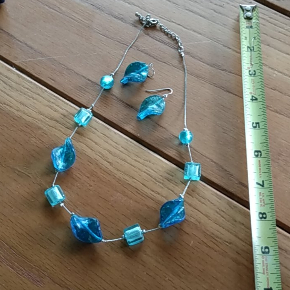 4for$20 Blue glass bead statement necklace